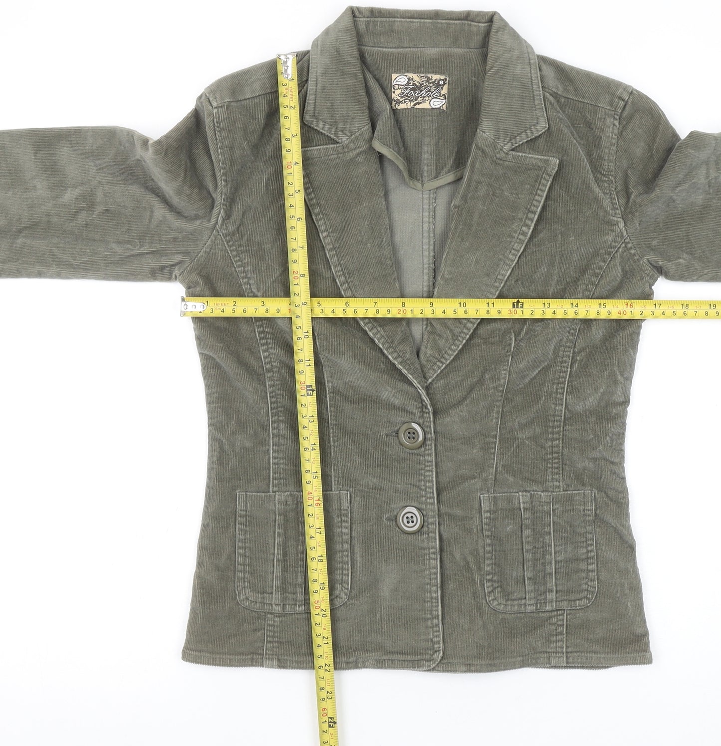 Foxhole Women’s Beige Corduroy Blazer Size 8 Two-Button Jacket