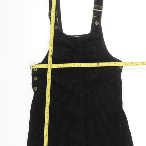 Denim Co. Women Black Corduroy Pinafore Dress Size 8 Adjustable Straps