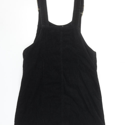 Denim Co. Women Black Corduroy Pinafore Dress Size 8 Adjustable Straps