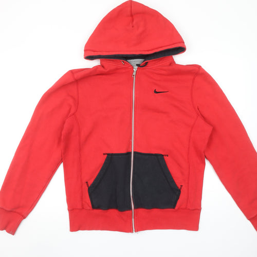 Nike Men's Red Full Zip Hoodie M Sportswear Cotton Blend