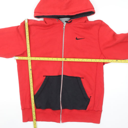 Nike Men's Red Full Zip Hoodie M Sportswear Cotton Blend