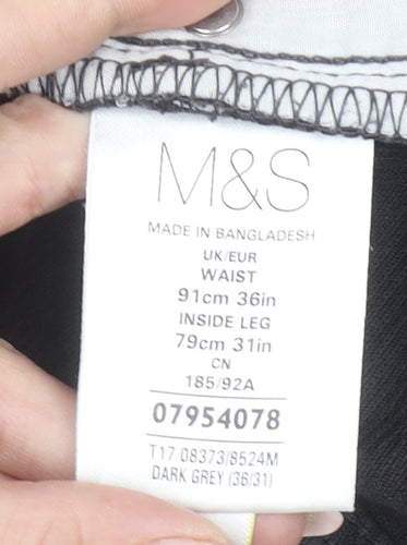 Marks and Spencer Men’s Grey Corduroy Regular Fit Trousers 36x31