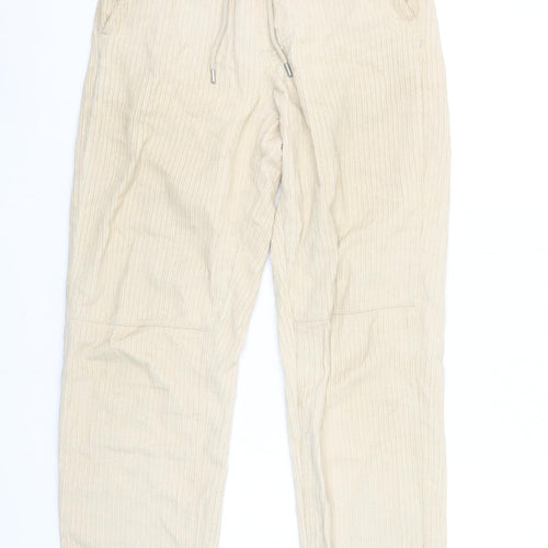 Bershka Women’s Beige Corduroy Jogger Trousers Size 6