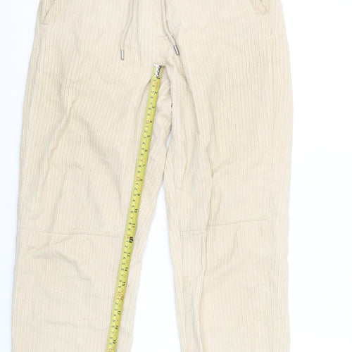 Bershka Women’s Beige Corduroy Jogger Trousers Size 6