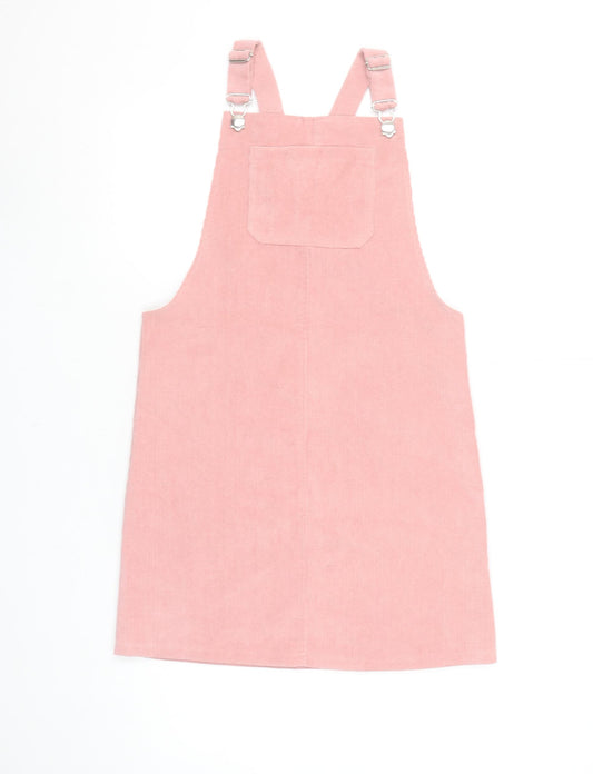 Candy Couture Girls Pink Corduroy Pinafore Dress Age 12 Adjustable Buckle Straps