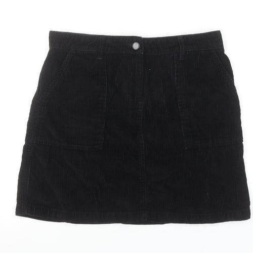 Next Women’s Black Corduroy A-Line Knee Length Skirt Size 12