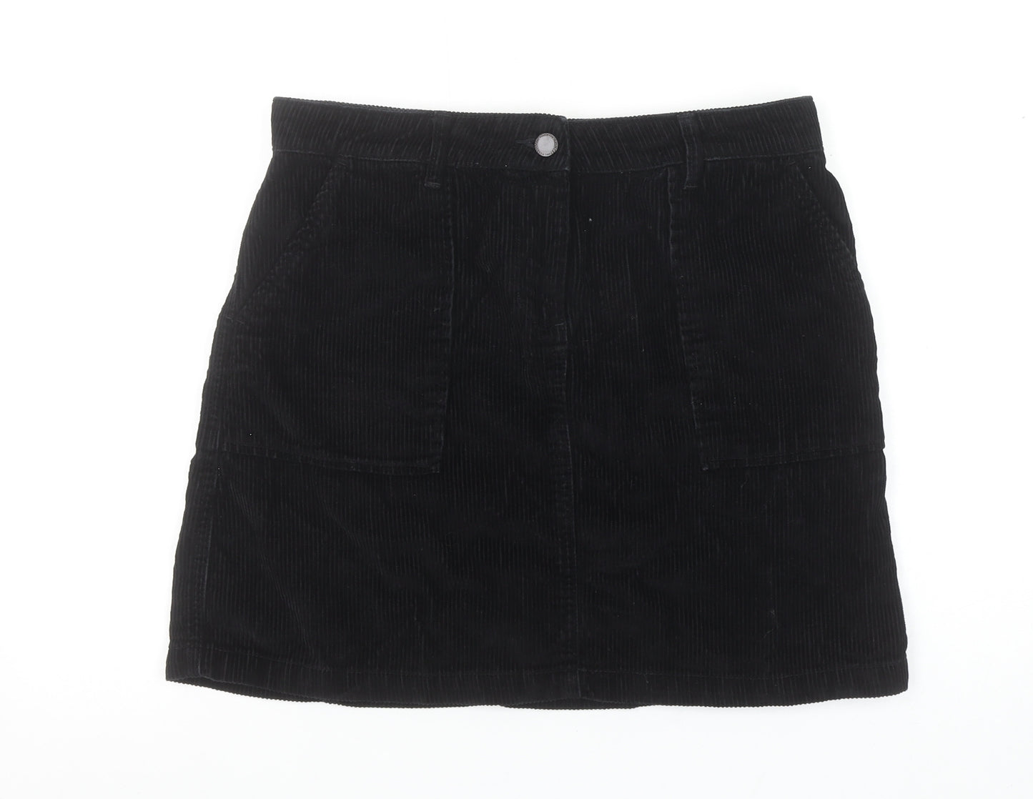 Next Women’s Black Corduroy A-Line Knee Length Skirt Size 12