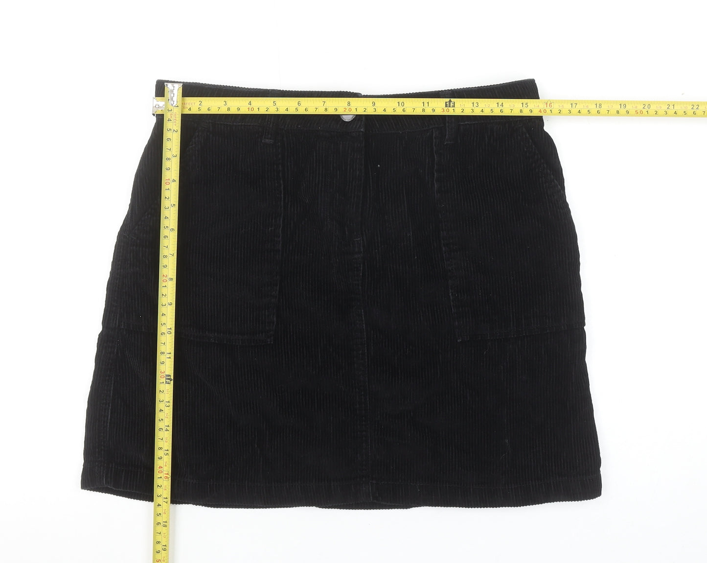 Next Women’s Black Corduroy A-Line Knee Length Skirt Size 12