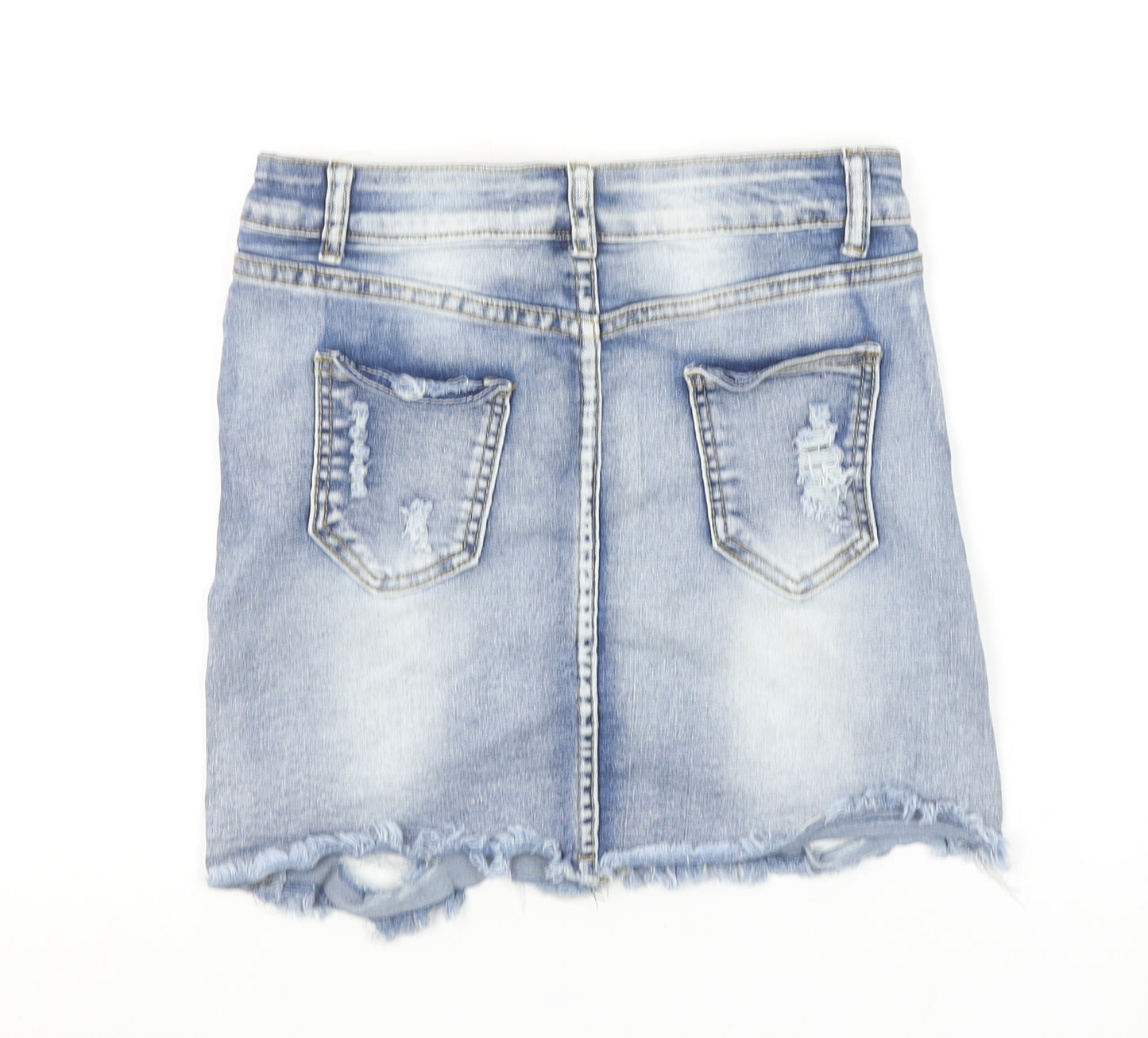 Denim Wise Women's Blue Size 10 Mini Distressed Denim Skirt