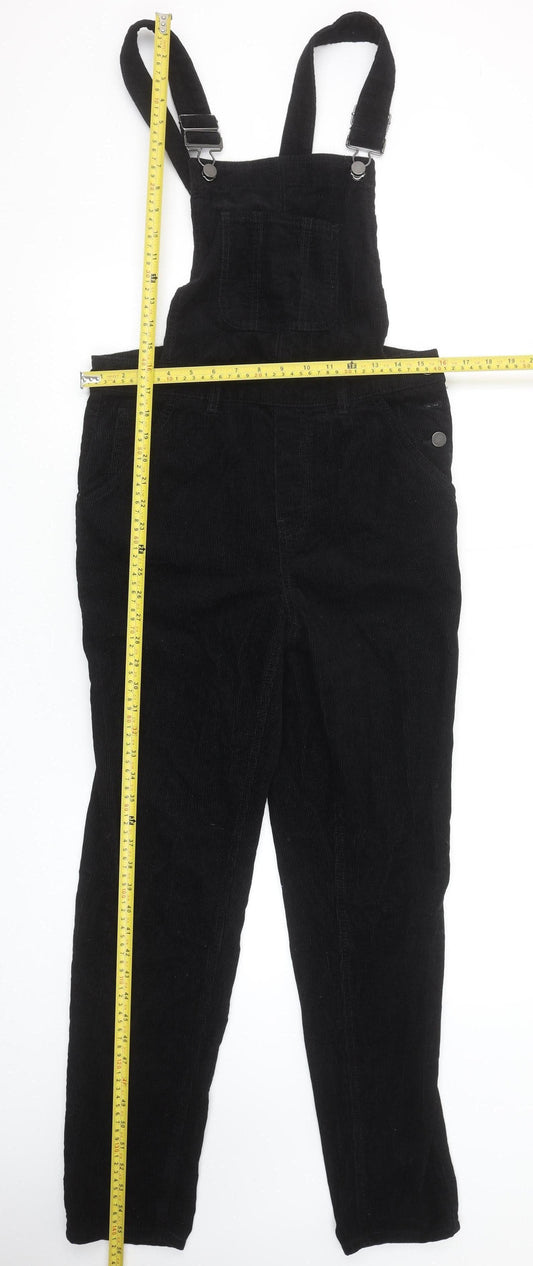 Tu Black Corduroy Dungaree Jumpsuit Women Size 8 Adjustable Straps