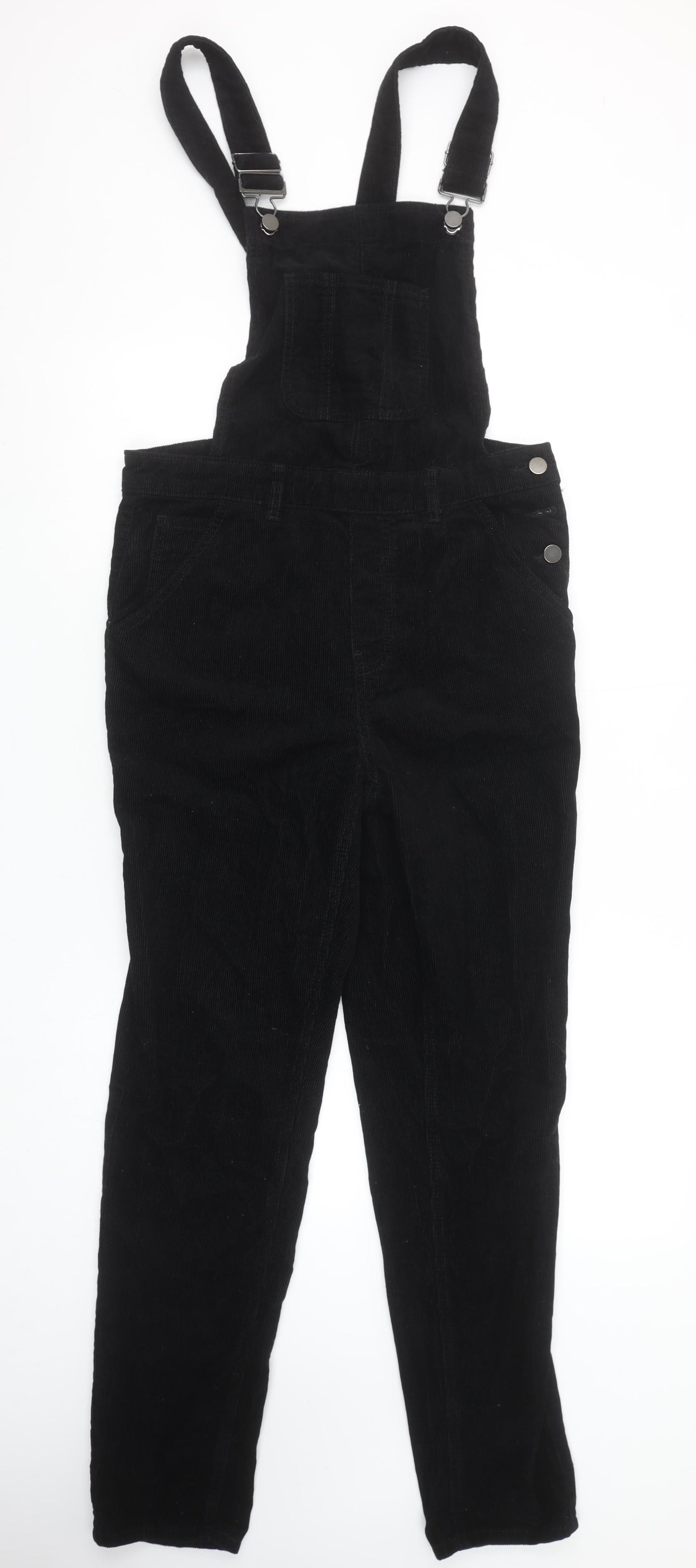 Tu Black Corduroy Dungaree Jumpsuit Women Size 8 Adjustable Straps