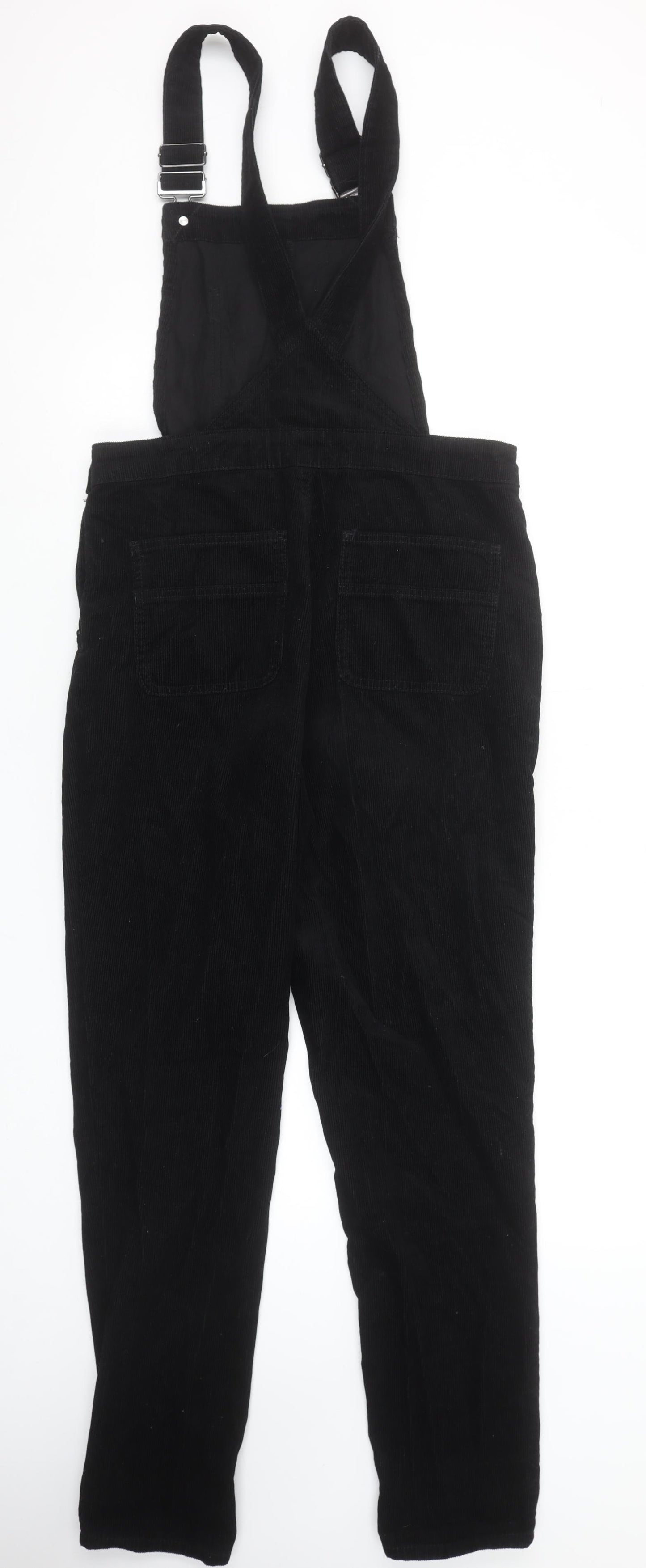 Tu Black Corduroy Dungaree Jumpsuit Women Size 8 Adjustable Straps