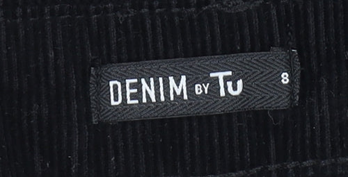 Tu Black Corduroy Dungaree Jumpsuit Women Size 8 Adjustable Straps