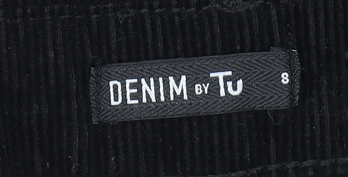 Tu Black Corduroy Dungaree Jumpsuit Women Size 8 Adjustable Straps