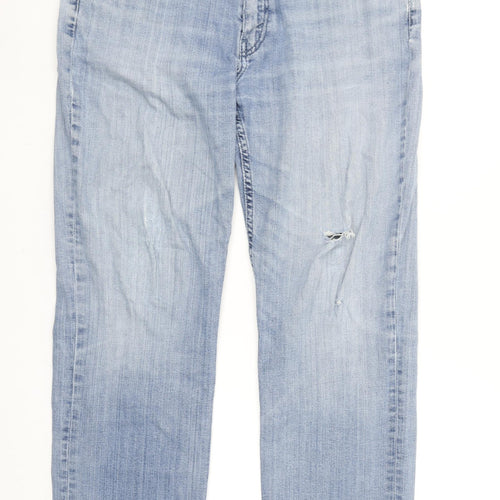 Levi's 514 Men's Blue 36x32 Straight Fit Distressed Jeans