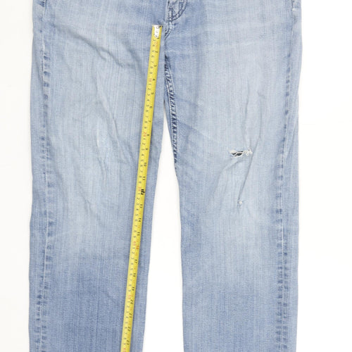 Levi's 514 Men's Blue 36x32 Straight Fit Distressed Jeans