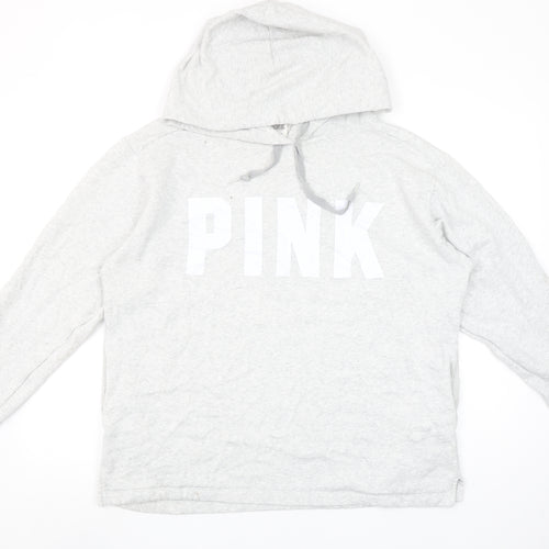 Victoria’s Secret PINK Women’s Grey Pullover Hoodie Size L Cotton Blend