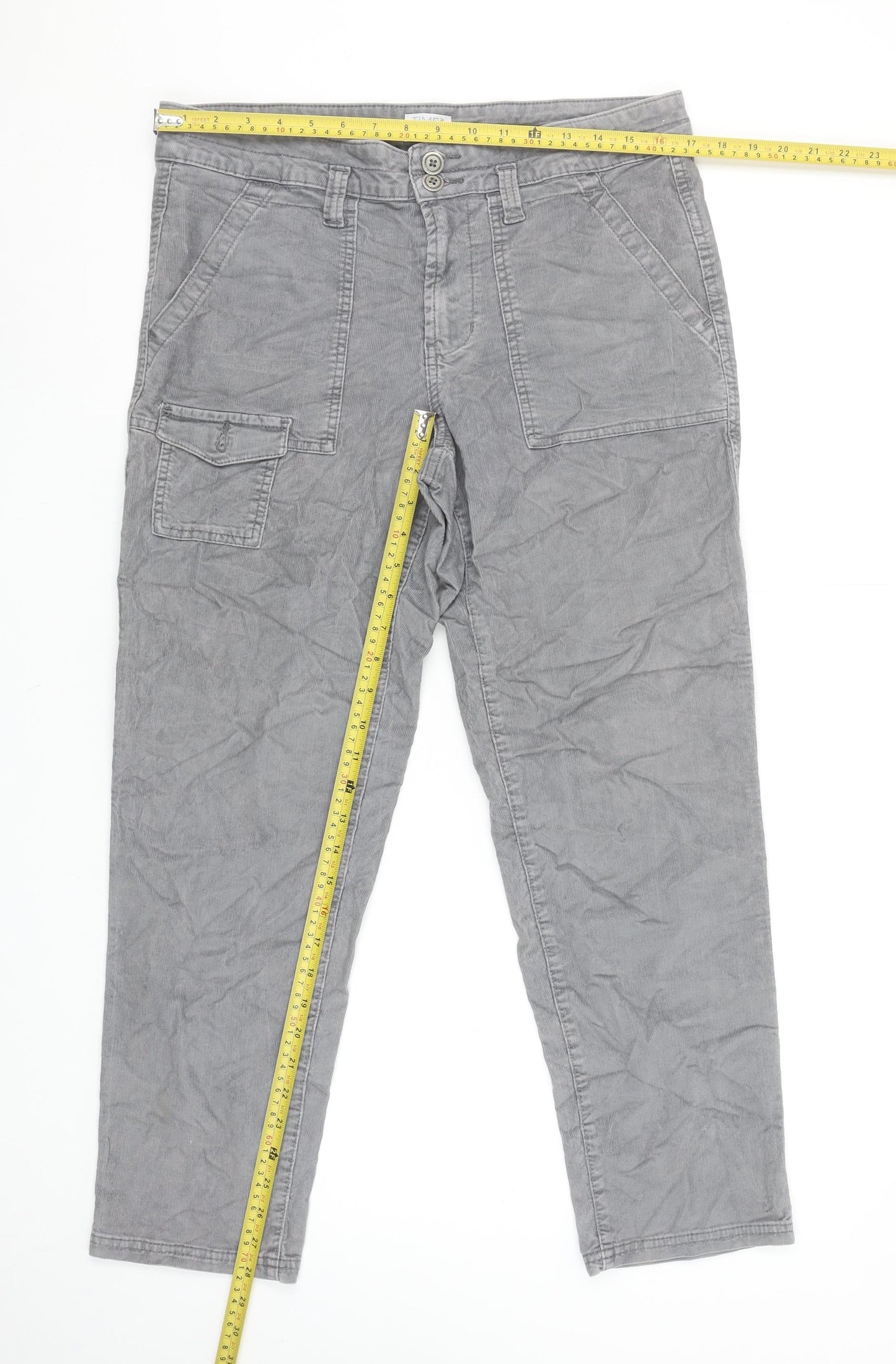 Time and Tru Women’s Grey Cargo Trousers Size 10 Cotton Blend