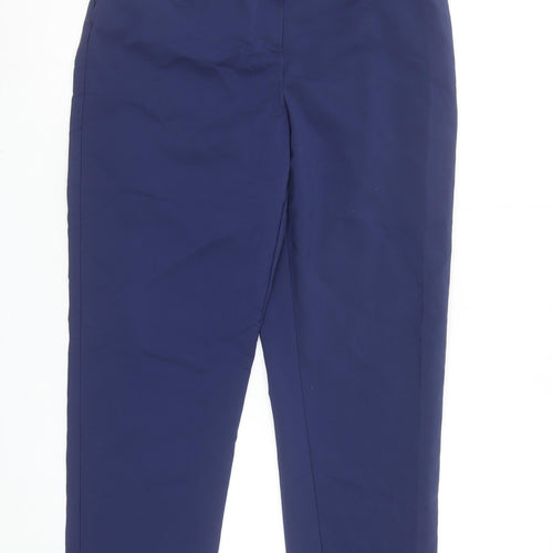 Dunnes Women Blue Size 12 Straight Leg Cotton Blend Trousers
