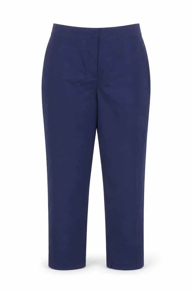 Dunnes Women Blue Size 12 Straight Leg Cotton Blend Trousers