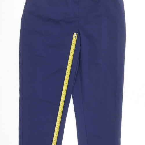 Dunnes Women Blue Size 12 Straight Leg Cotton Blend Trousers