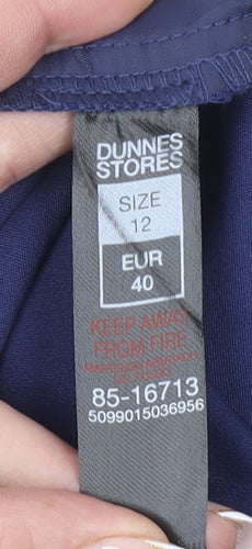 Dunnes Women Blue Size 12 Straight Leg Cotton Blend Trousers
