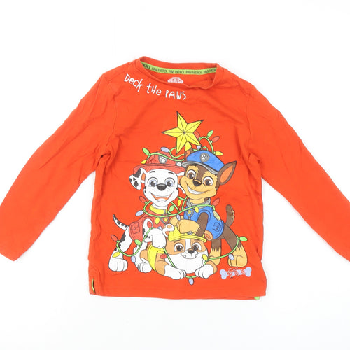 Nickelodeon Girls Orange PAW Patrol Christmas Long Sleeve T-Shirt 5-6 Years