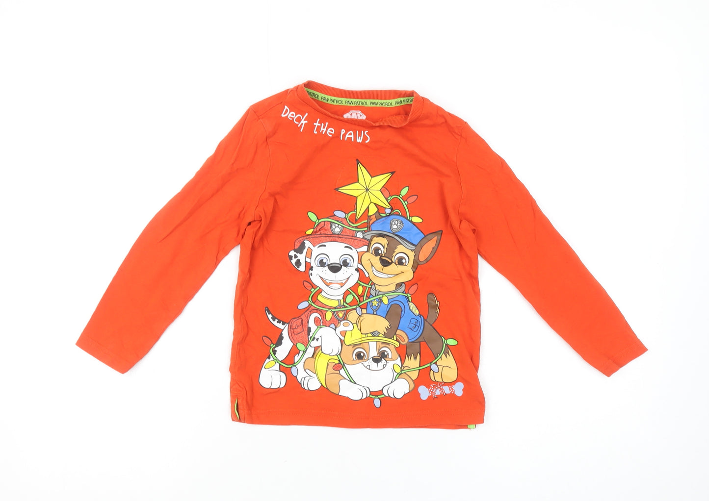 Nickelodeon Girls Orange PAW Patrol Christmas Long Sleeve T-Shirt 5-6 Years