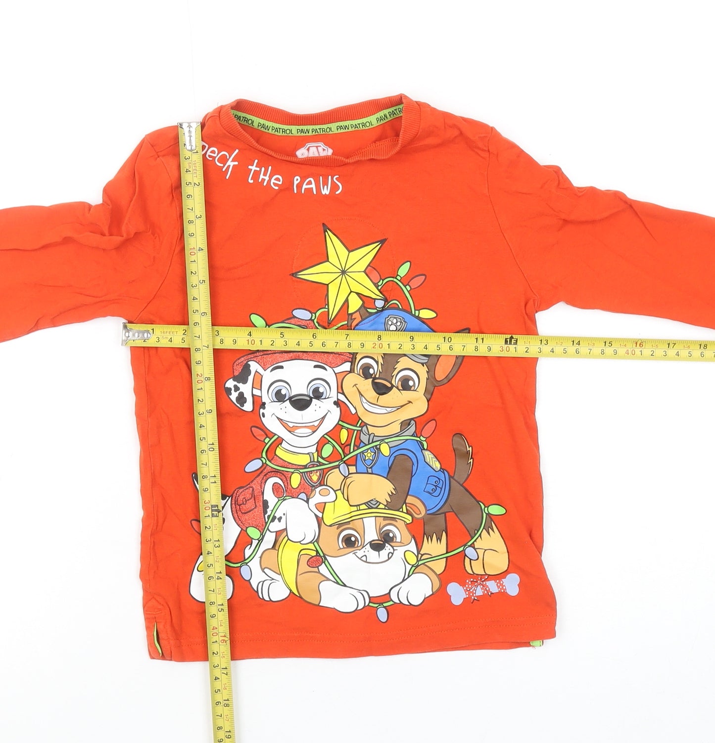 Nickelodeon Girls Orange PAW Patrol Christmas Long Sleeve T-Shirt 5-6 Years