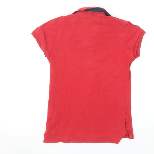 Horseware Women's Red Cotton Polo Shirt UK 12 Equestrian Style