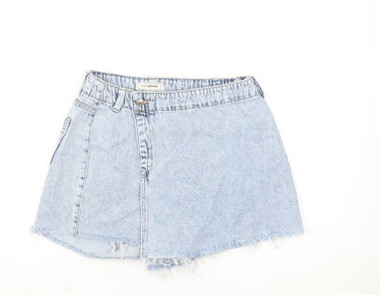 Pimkie Women's Blue Cut-Off Denim Shorts Size 12 High Rise