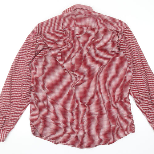 Remus Uomo Men's Red Checked Long Sleeve Cotton Tapered Fit Shirt Size 17