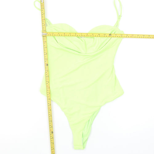 Zara Women Neon Green Bodysuit Medium Polyester Slim Fit