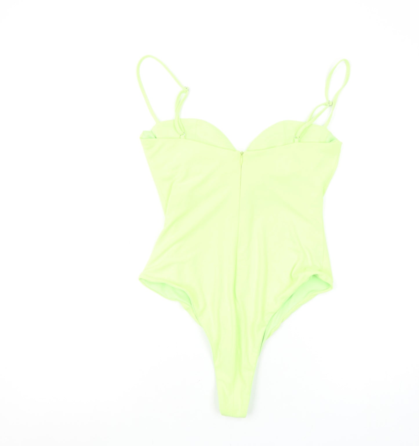 Zara Women Neon Green Bodysuit Medium Polyester Slim Fit