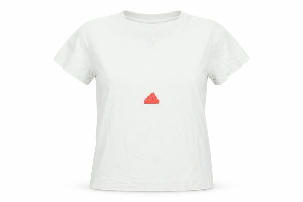 Front view of Adidas Women White Basic Short Sleeve T-Shirt, size M