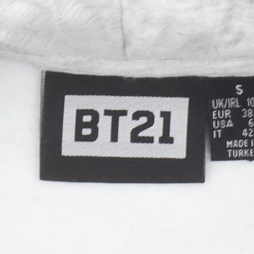 BT21 Women's Grey Hoodie Small Pullover Cartoon Character Sweatshirt