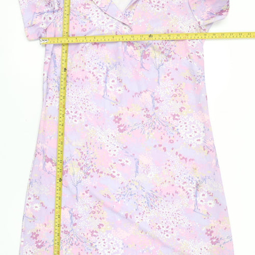 Lady Blair Women Pink Floral Collared Shift Dress Size 12