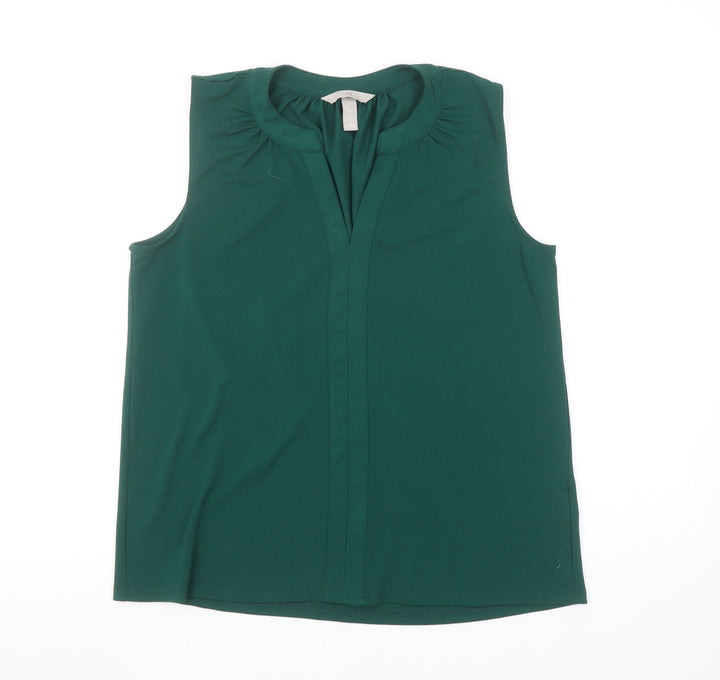 H&M Women’s Green Sleeveless V-Neck Blouse Size S