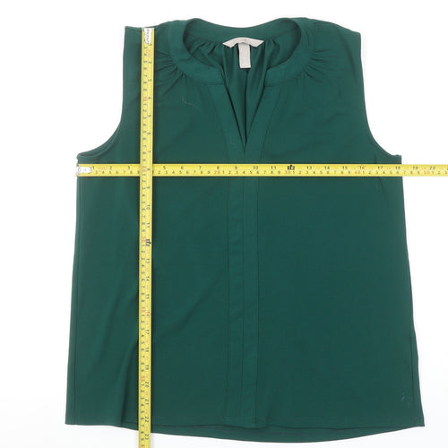H&M Women’s Green Sleeveless V-Neck Blouse Size S