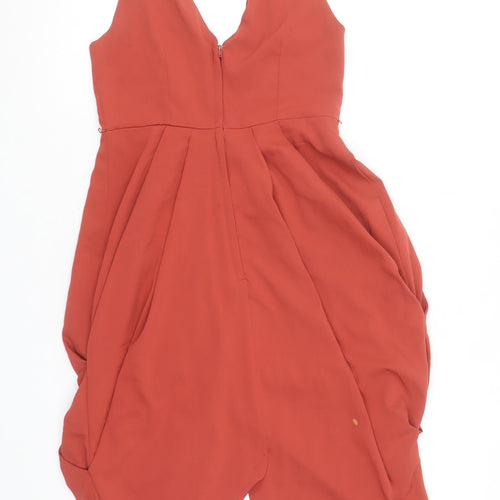 H&M Women’s Red Ruffle Bodycon Dress Size 8 Sleeveless Polyester