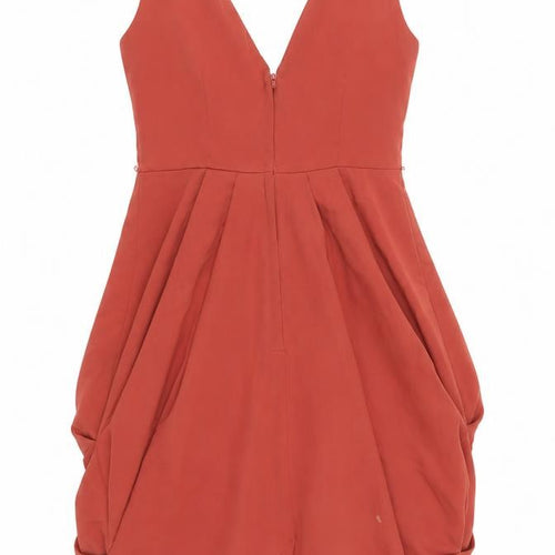 H&M Women’s Red Ruffle Bodycon Dress Size 8 Sleeveless Polyester
