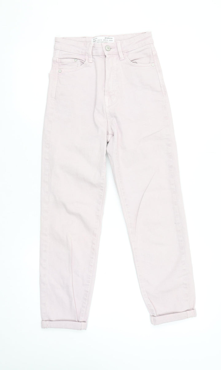 Stradivarius Women’s Pink High Rise Mom Jeans Size 8 Regular Fit