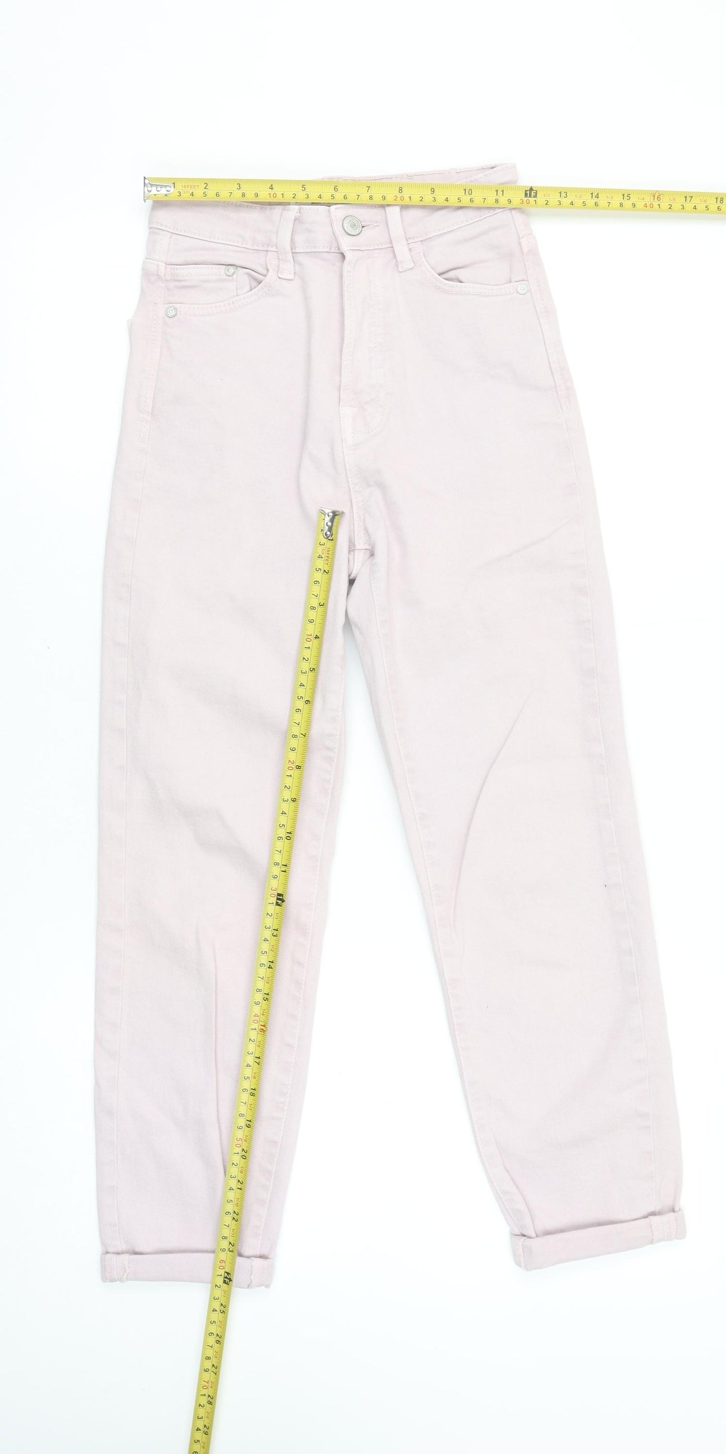 Stradivarius Women’s Pink High Rise Mom Jeans Size 8 Regular Fit