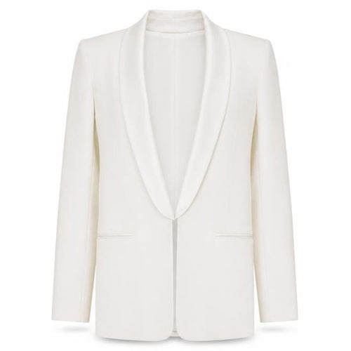 Soma London Women's Ivory Bouclé Tuxedo Blazer Jacket Size S