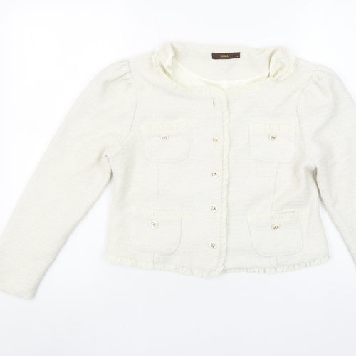 Soma London Women's Ivory Bouclé Tuxedo Blazer Jacket Size S