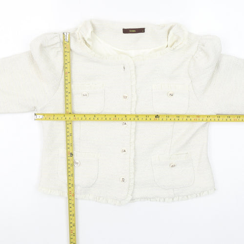 Soma London Women's Ivory Bouclé Tuxedo Blazer Jacket Size S