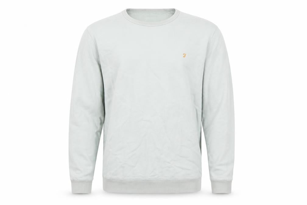Front view of Farah Men's Green XL Crew Neck Cotton Sweatshirt