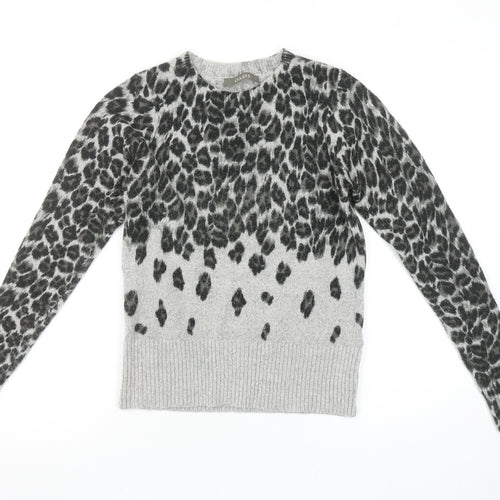 Oasis Women’s Grey Leopard Print Pullover Jumper XS