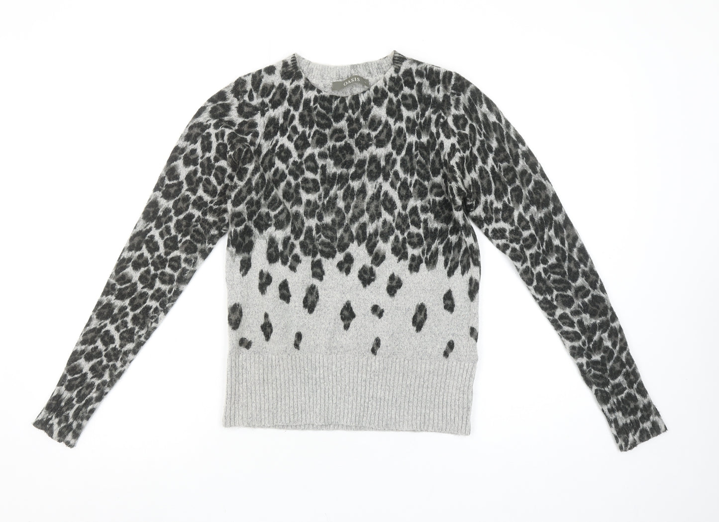 Oasis Women’s Grey Leopard Print Pullover Jumper XS
