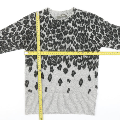 Oasis Women’s Grey Leopard Print Pullover Jumper XS
